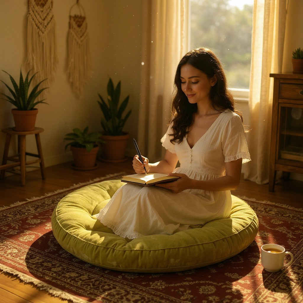Coussin de Sol - CozyRoundPillow™ - Jaune Verdâtre