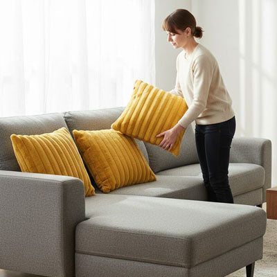 housse de coussin jaune
