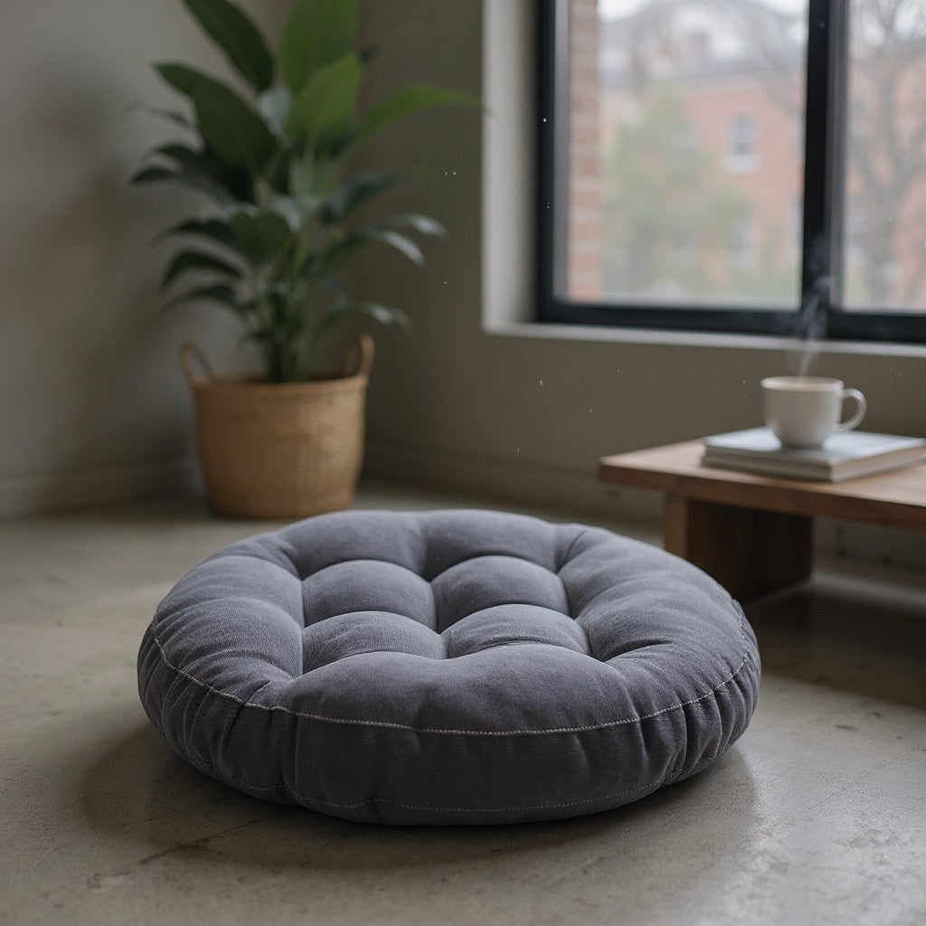 Coussin de Sol - CozyRoundPillow™ - Gris Foncé