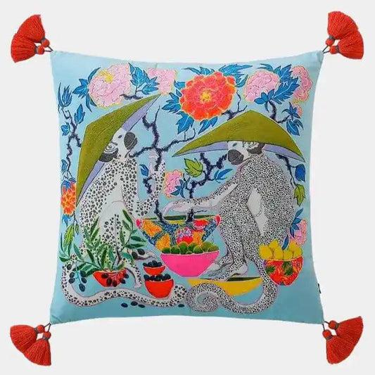 Housse de Coussin - SoftOrient™ - Singe Bleu