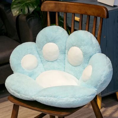 coussin de sol patte de chat bleu blanc