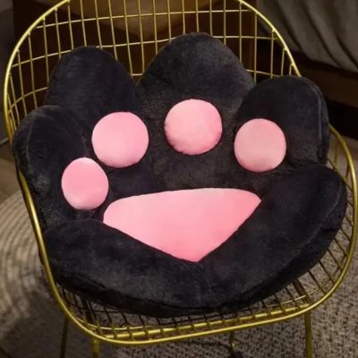 coussin de sol patte de chat noir rose
