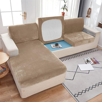 Installation facile d'une housse canapé d'angle en velours