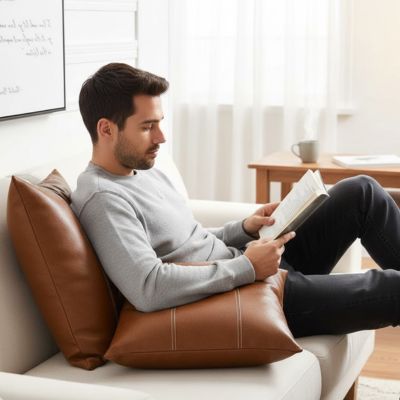 housse coussin en simili cuir marron pour un salon confortable