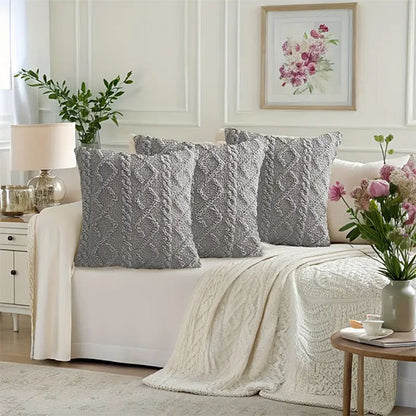housse coussin tricoté grise design élégant