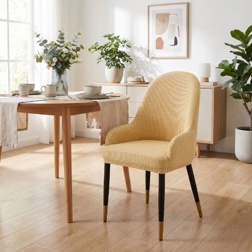 Housse de chaise salle à manger élégante avec accoudoirs   