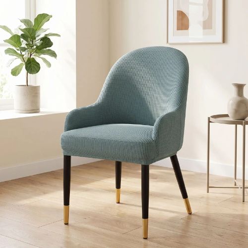 Housse de chaise salle à manger en tissu jacquard bleu