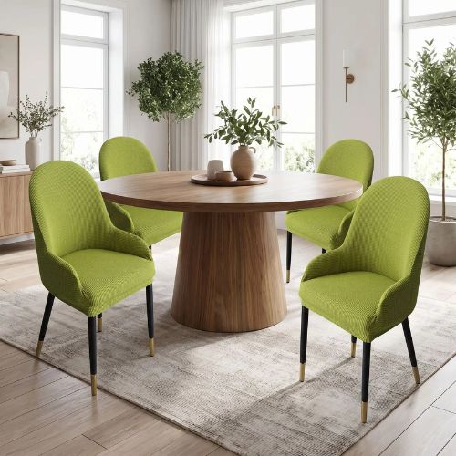 Housse de chaise salle à manger avec accoudoirs en jacquard