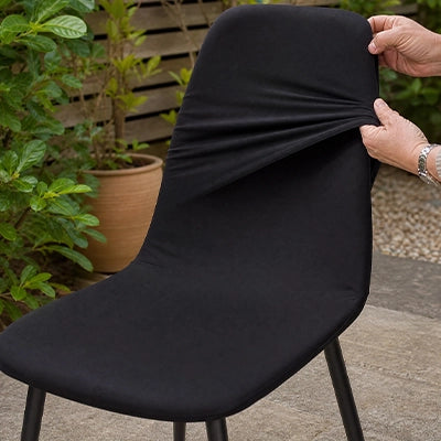 Housse de chaise scandinave en tissu jacquard extensible noire