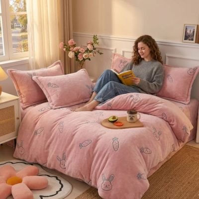 Housse de couette 1 personne à motifs lapins