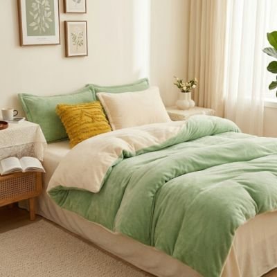 Housse de couette flanelle verte