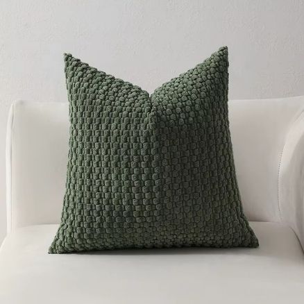 housses de coussins tissage jacquard vert