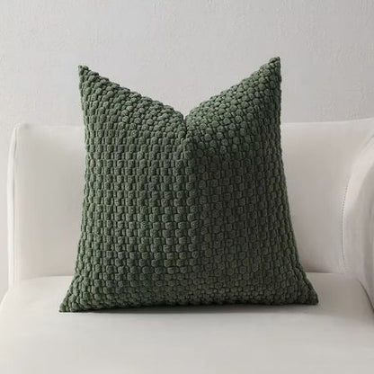 housses de coussins tissage jacquard vert